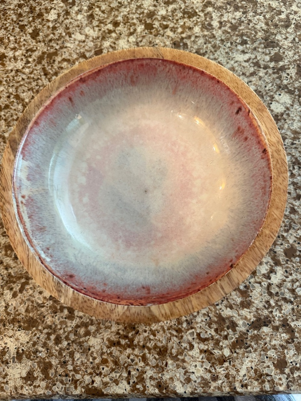 Ceramic Glazed Serving Bowl - Pink and White